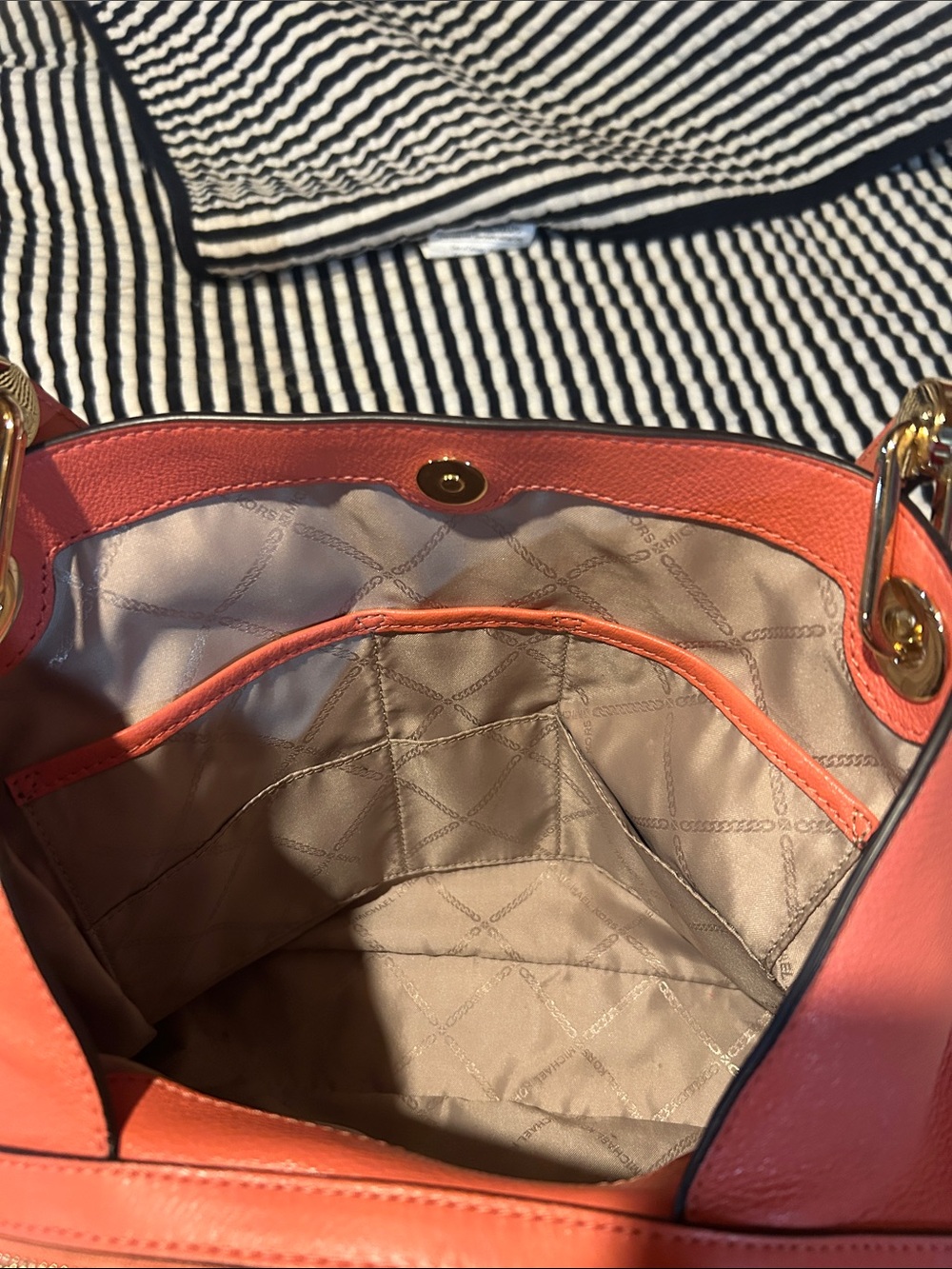 Michael Kors Coral-Peach Leather Shoulder Bag - Picture 12 of 13